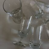 Set of 9 modernist half crystal water wine roller glasses 1960