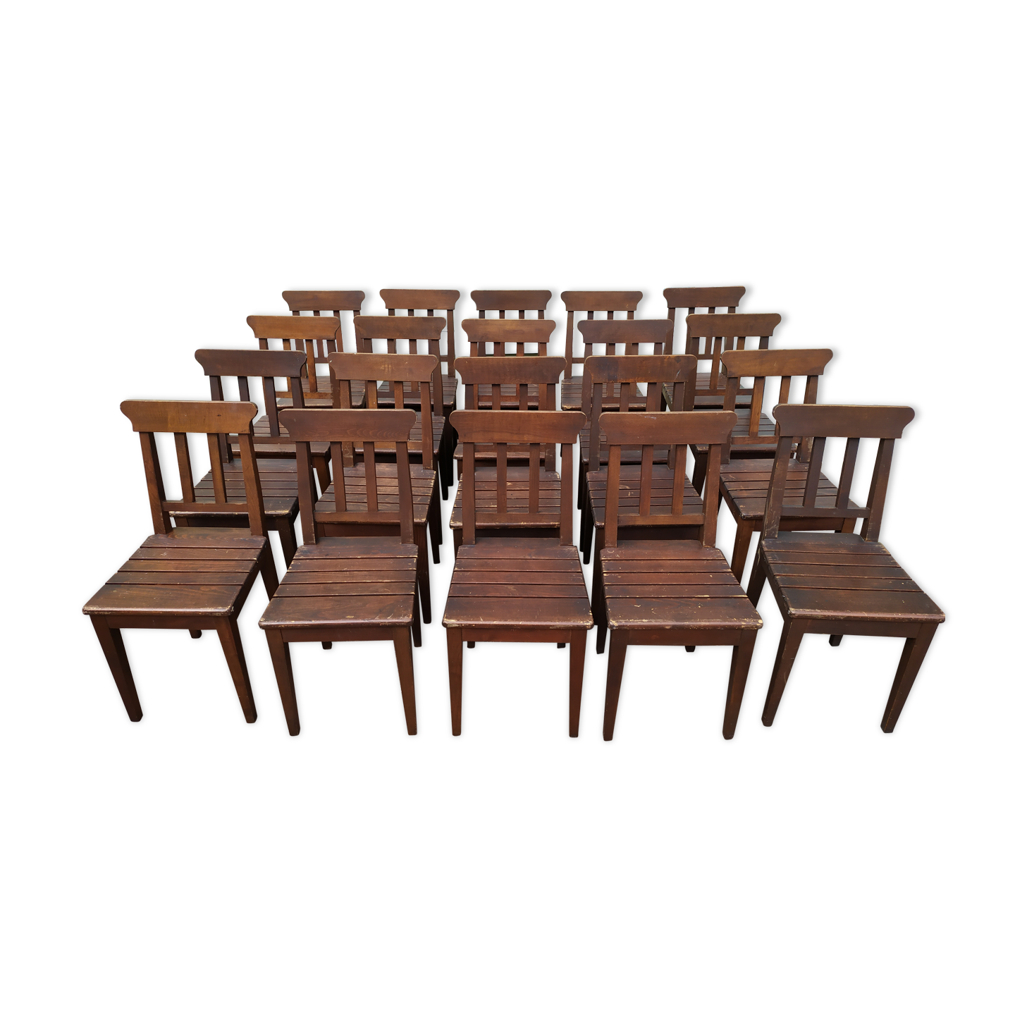 Ensemble lot de 20 chaises en bois de bistrot
