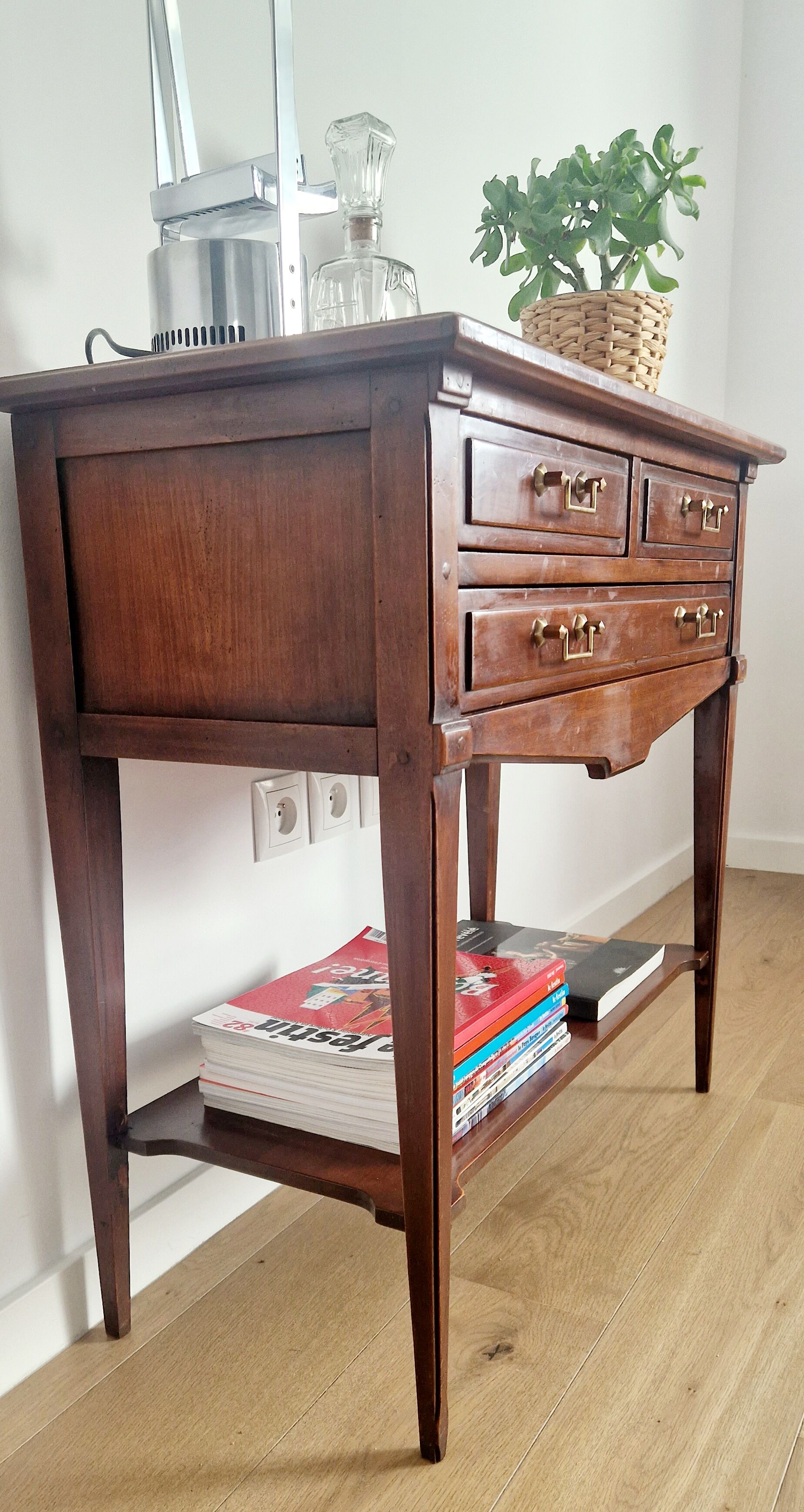 Console trolley style Directoire in mahogany