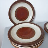 Series of 12 large plates of vintage sandstone DENBY made in Engand