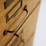 Vintage Industrial English Oak Filing Cabinet with Drawers, 1920s