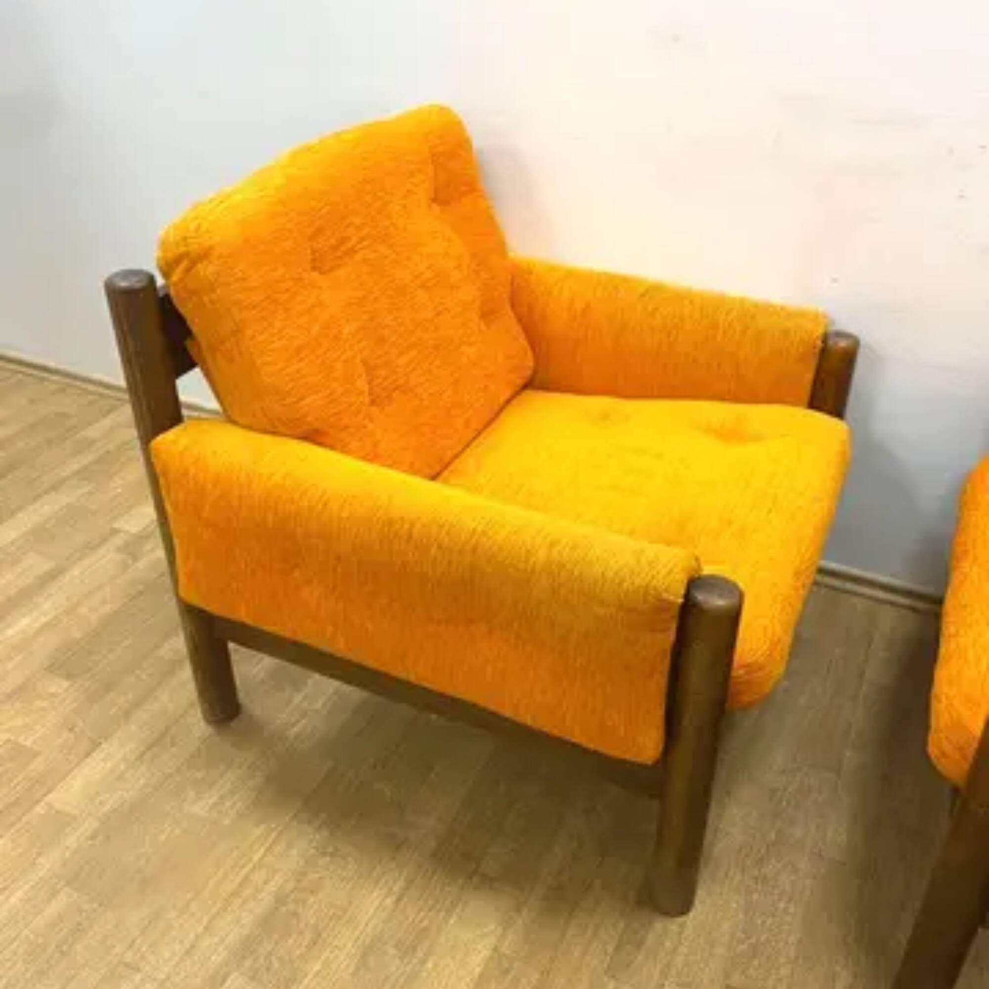 Mid-century retro vintage Czech seating set (armchairs and sofa), 1970s