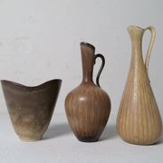 Collection of 3 ceramic vases by Gunnar Nylund Rörstrand Sweden, 1950s.