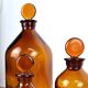 3 amber glass apothecary bottles - pharmacy bottles