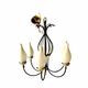 Vintage chandelier in black metal and brass - 6 branches