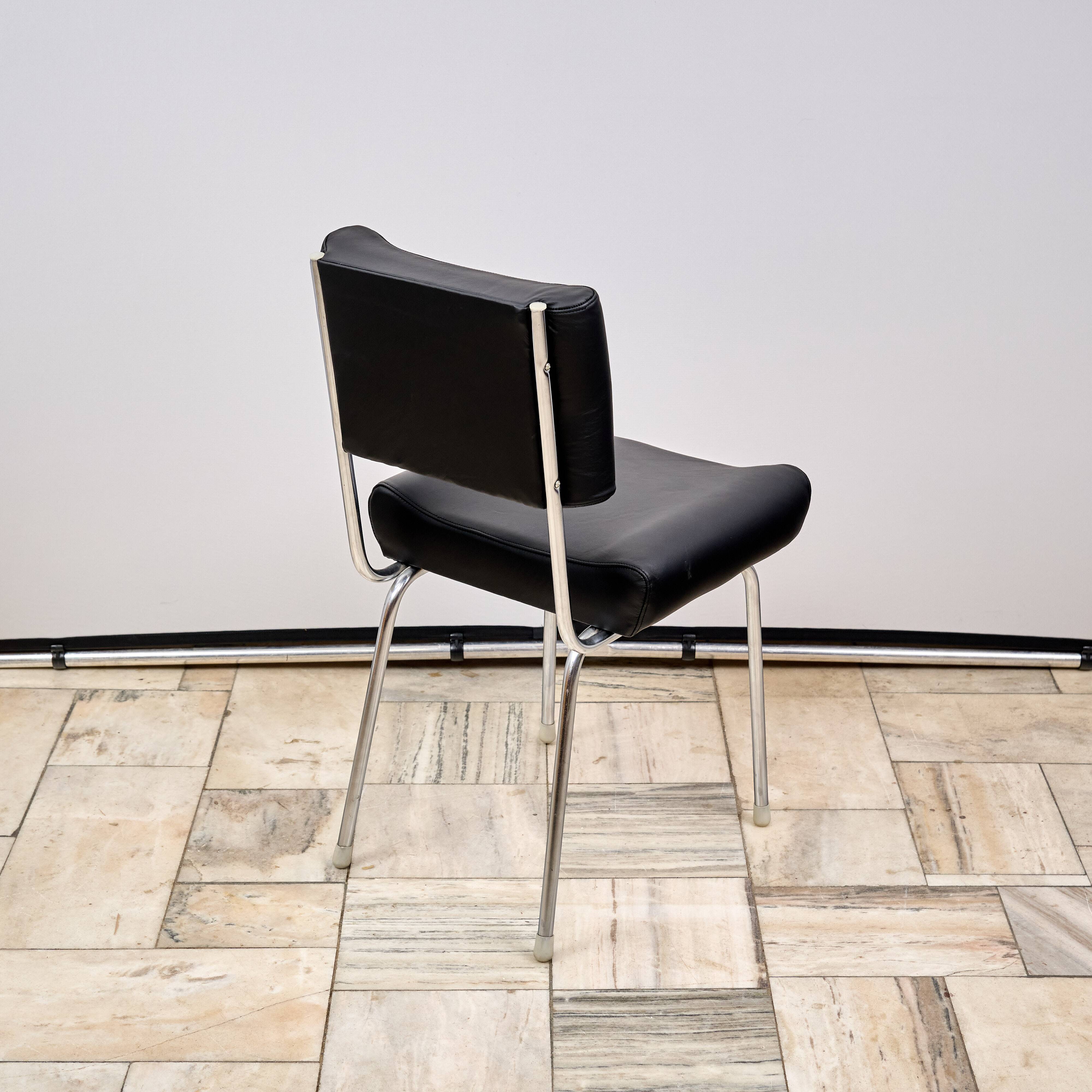 Vintage Leather Chair with Chrome Legs, 1970s, Czechoslovakia