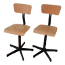 Pair of high workshop bar chairs