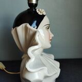 Vintage Pierrot ceramic lamp base.