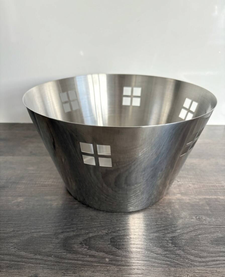 Corbeille à Fruits Design en Acier Brossé - Esprit Bauhaus / Ikea Vintage
