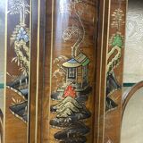 Asian Chinese walnut and lacquered showcase