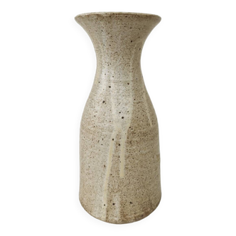 Vase Col Evasé En Grès Pyrité Moucheté H 23.5cm Artisanat Fait Main
