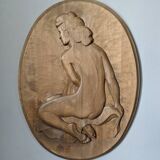 Bas-relief antique oval painting wall sculpture female nude