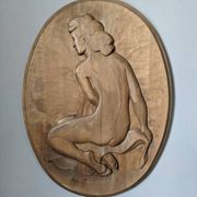 Bas-relief ovale ancien "Nu féminin"