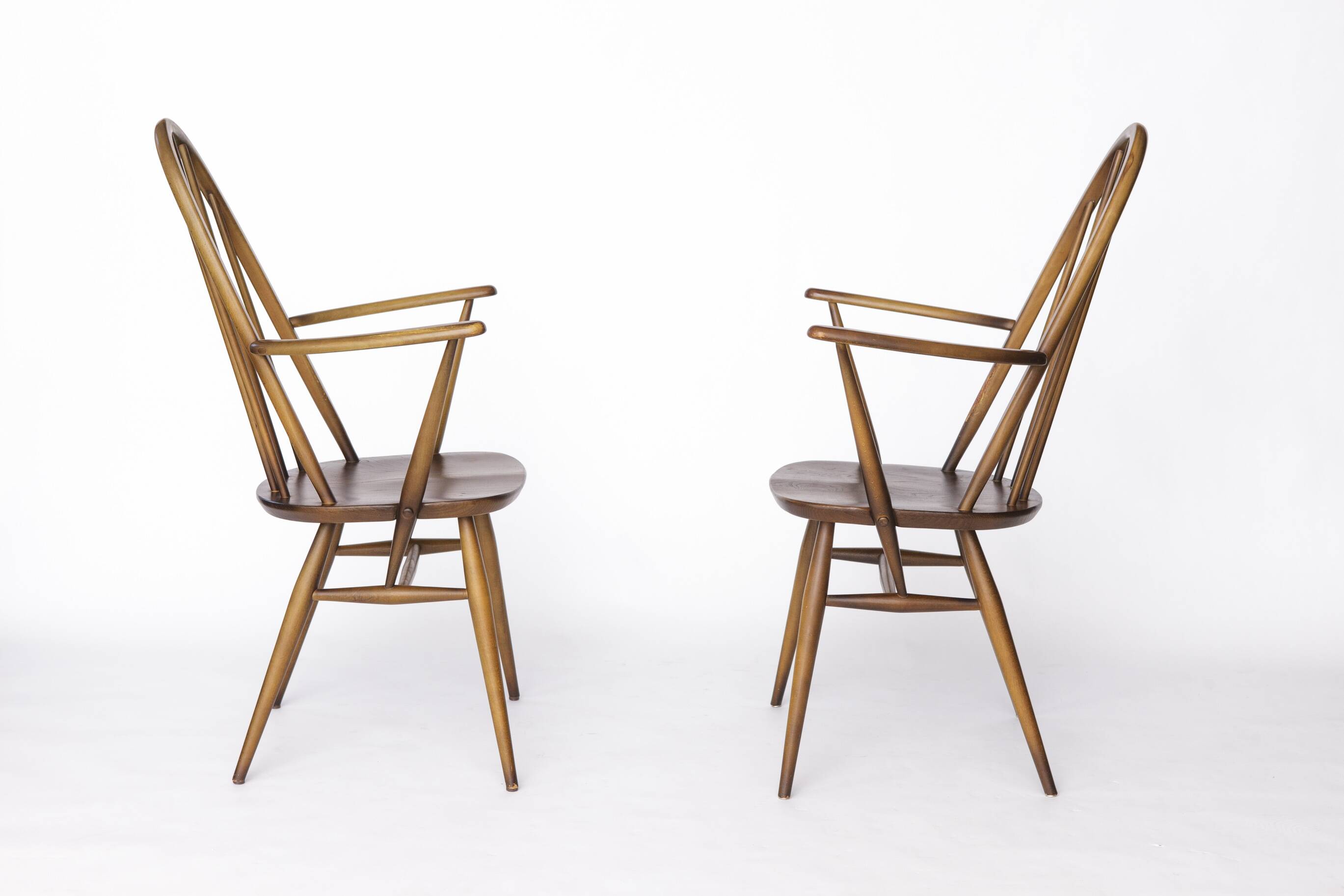 Set of 6 Ercol Quaker Windsor Dining Chairs | 1960s British Mid-Century Mod