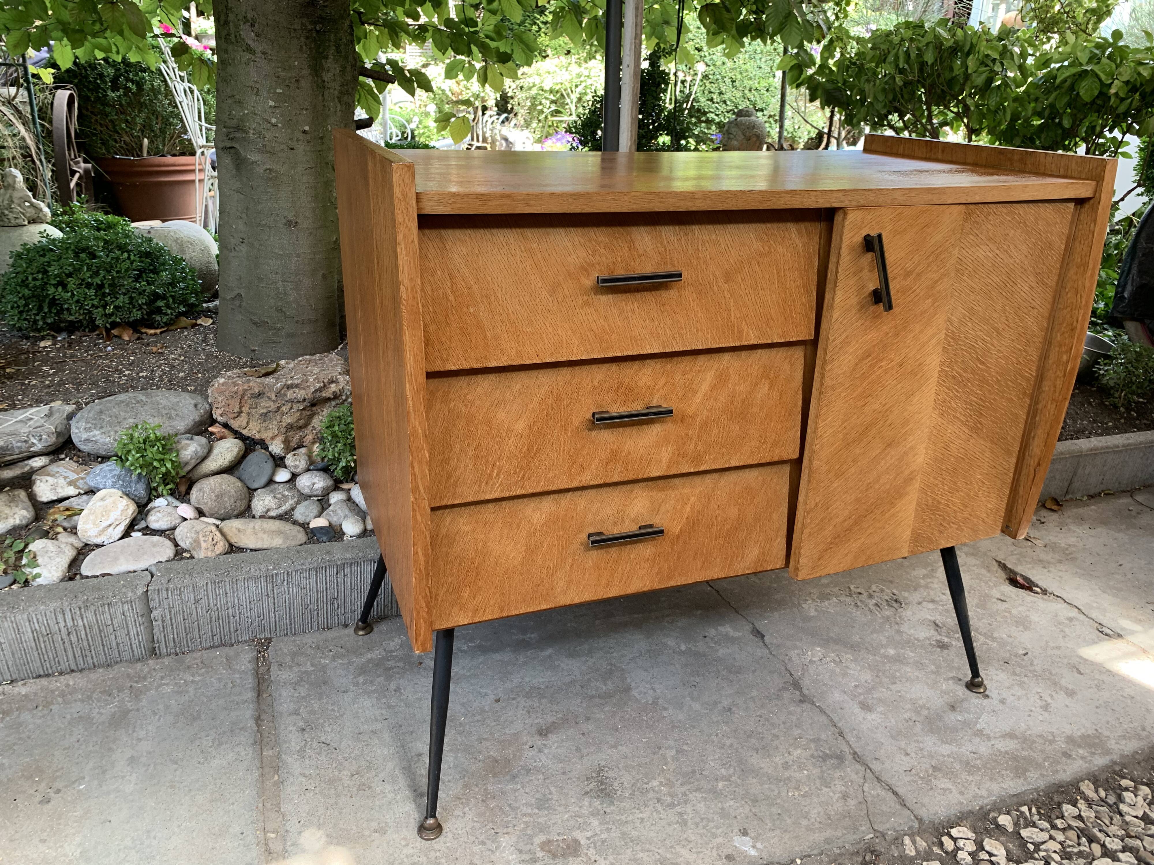 Buffet commode pieds compas 50’s