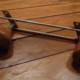 Double hook, chrome metal and wood, vintage 60s