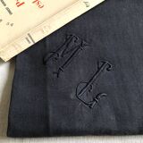 Antique black cotton pillowcase