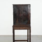 Unique antique English cabinet on stand made of oak from the 17th century