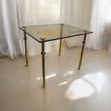 Vintage "gold" brass side table with smoked glass top