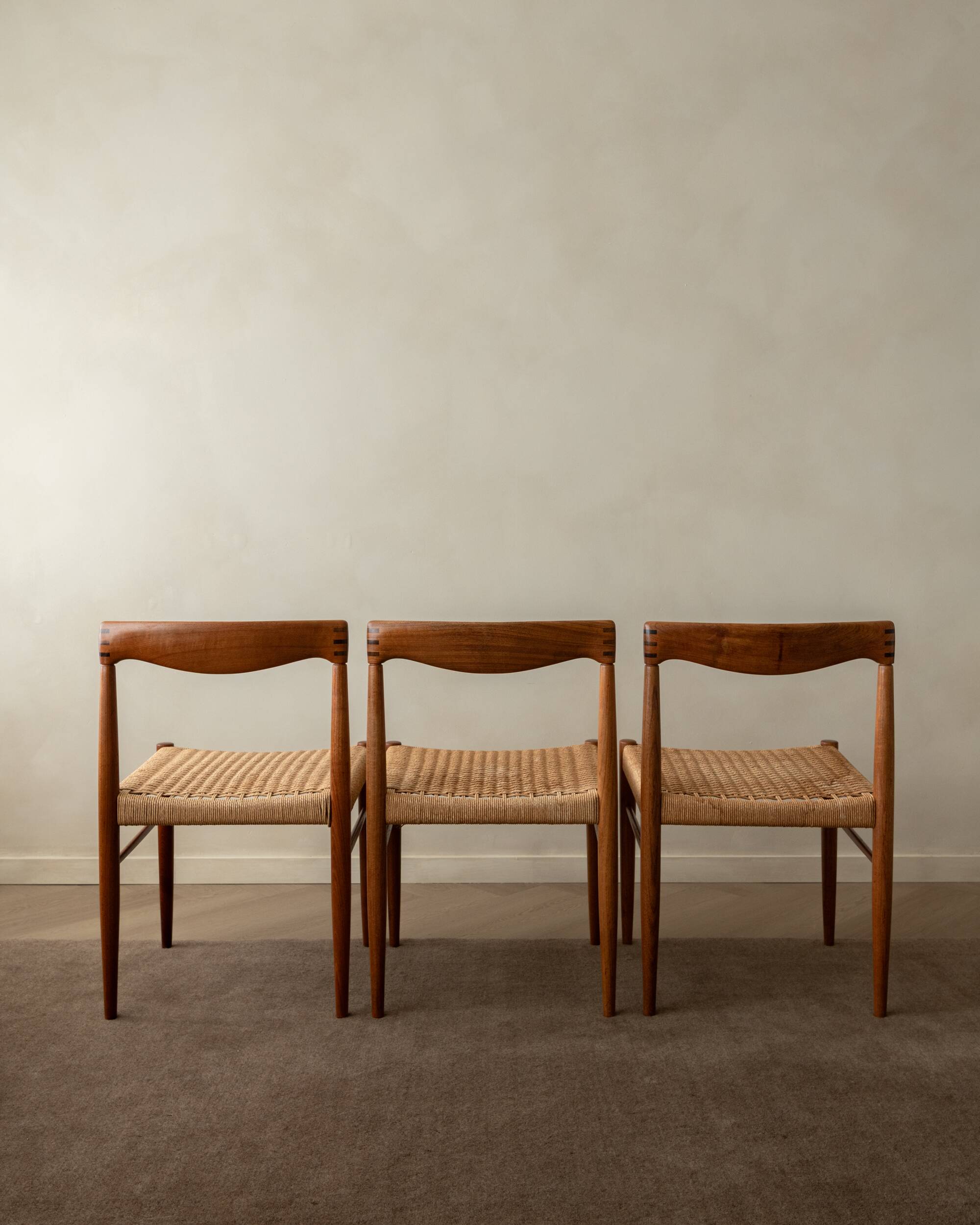 Chaises de salle à manger vintage en teck danois par H.W. Klein pour Bramin, années 1960, ensemble de 3