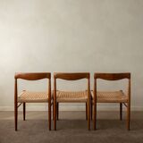 Chaises de salle à manger vintage en teck danois par H.W. Klein pour Bramin, années 1960, ensemble de 3