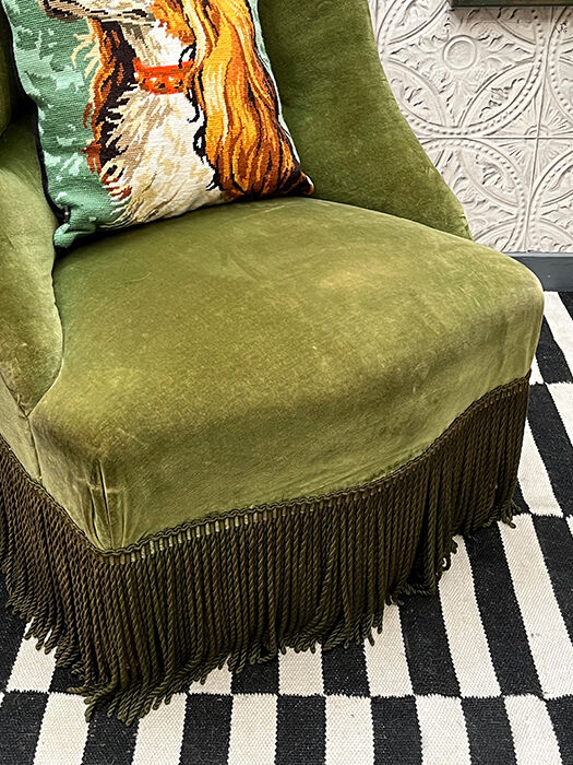 Olive green toad armchair