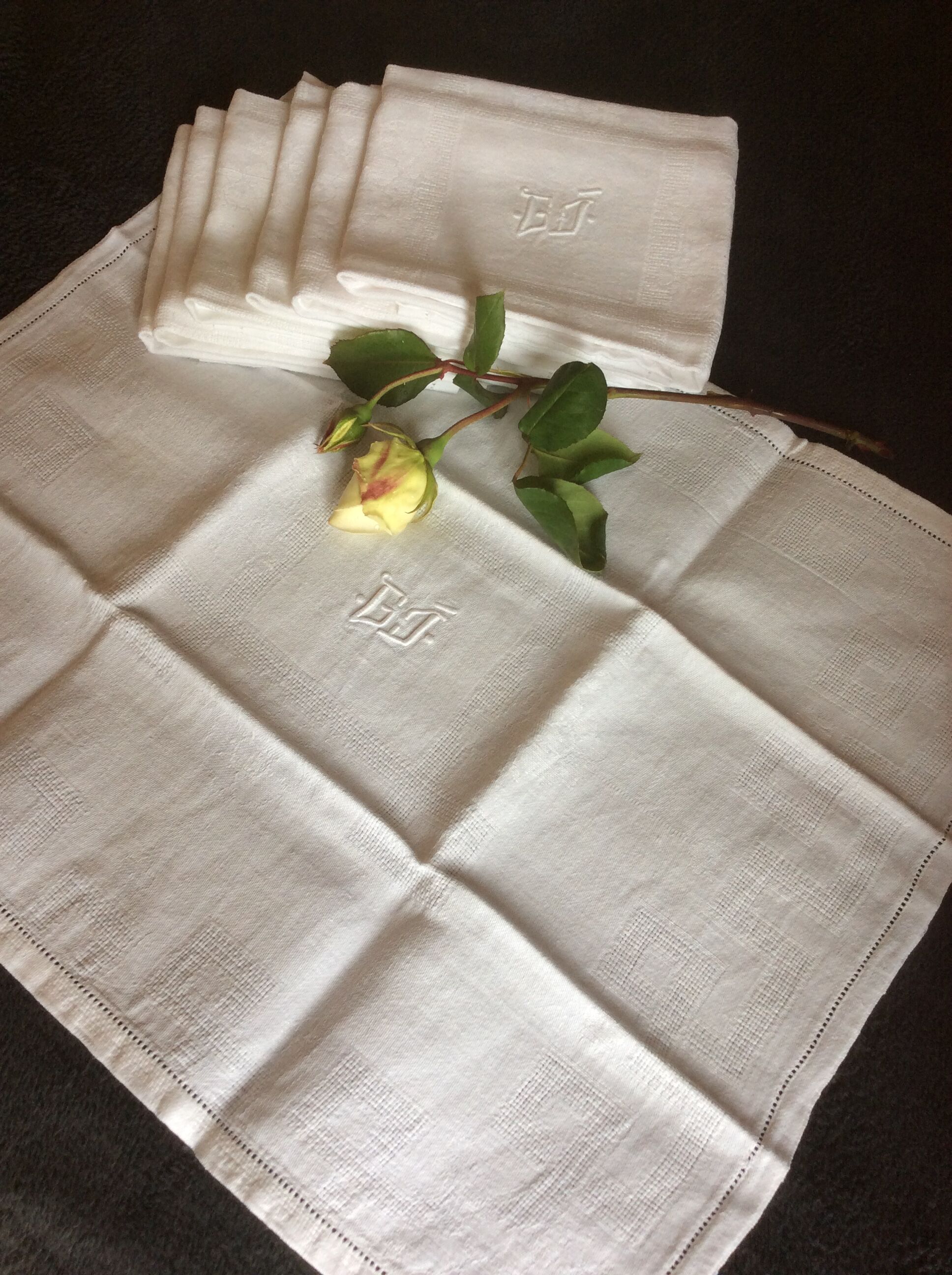 Lot of 6 old GJ monogrammed towels