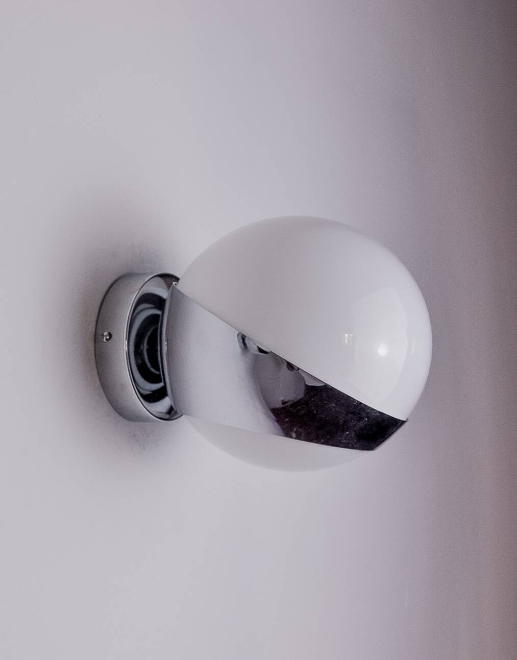 SPACE-AGE WALL LIGHT BY MARCA SL, WHITE OPALINE, SPAIN,