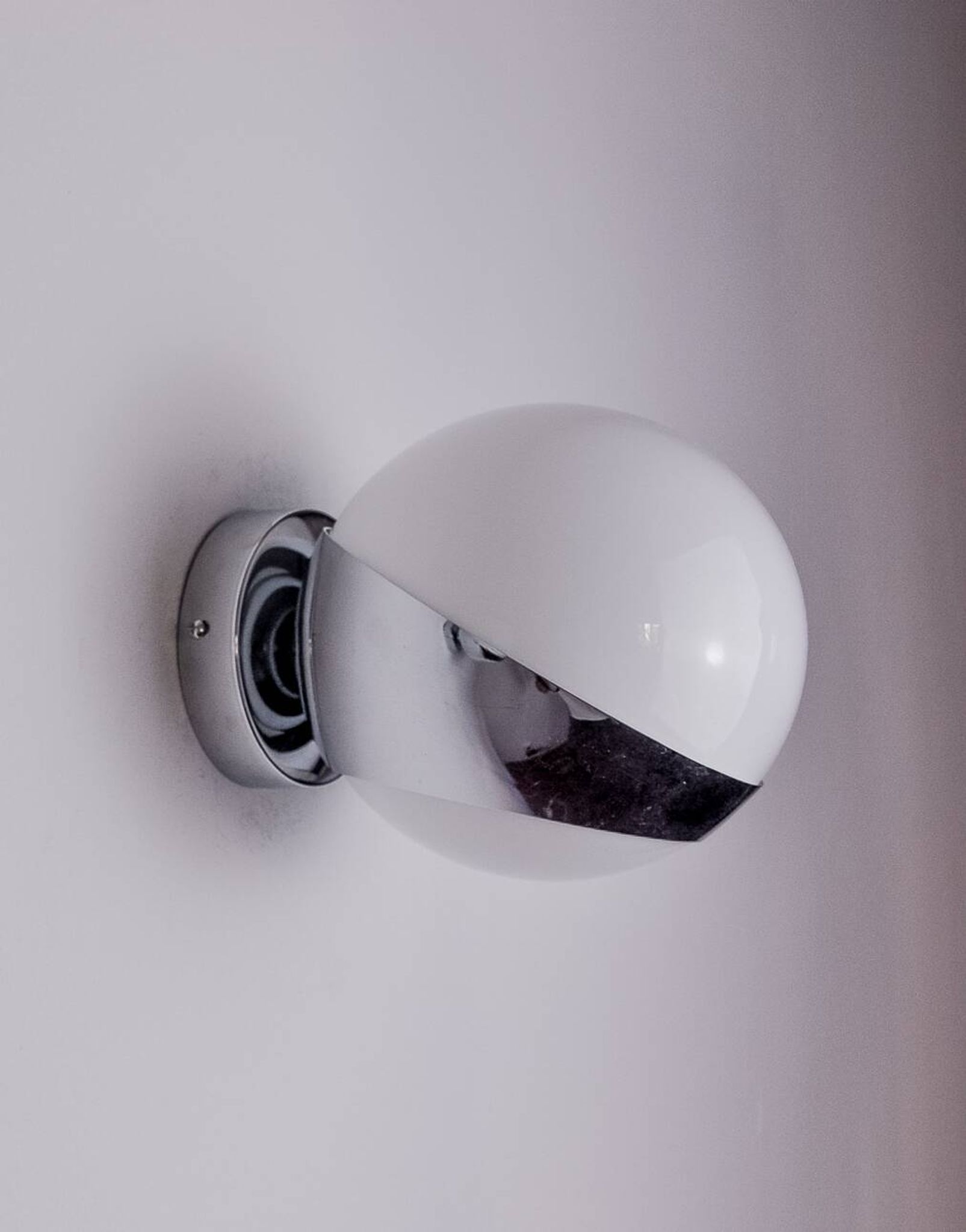 SPACE-AGE WALL LIGHT BY MARCA SL, WHITE OPALINE, SPAIN,