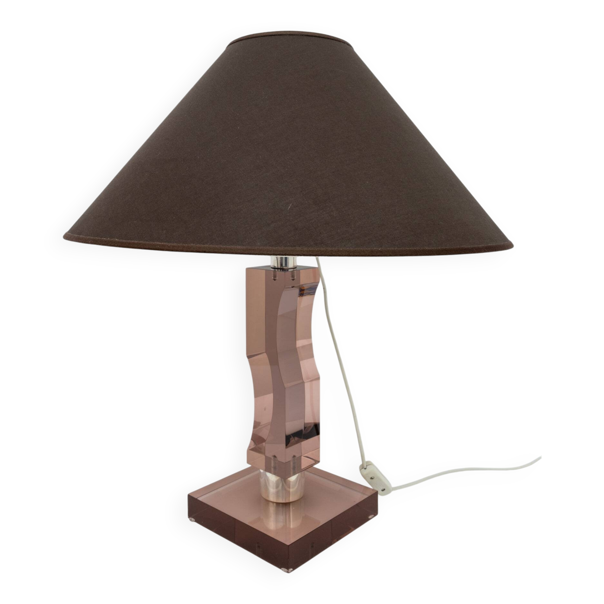 Mid-century Moden Italian Plexiglass and Silver Table Lamp, 1970s