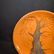 Glazed ceramic plate signed Jean Marais face & tree Vallauris