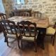 Antique dining set. Table 1.58 m x 1.10 m + 6 chairs from the 1920s.