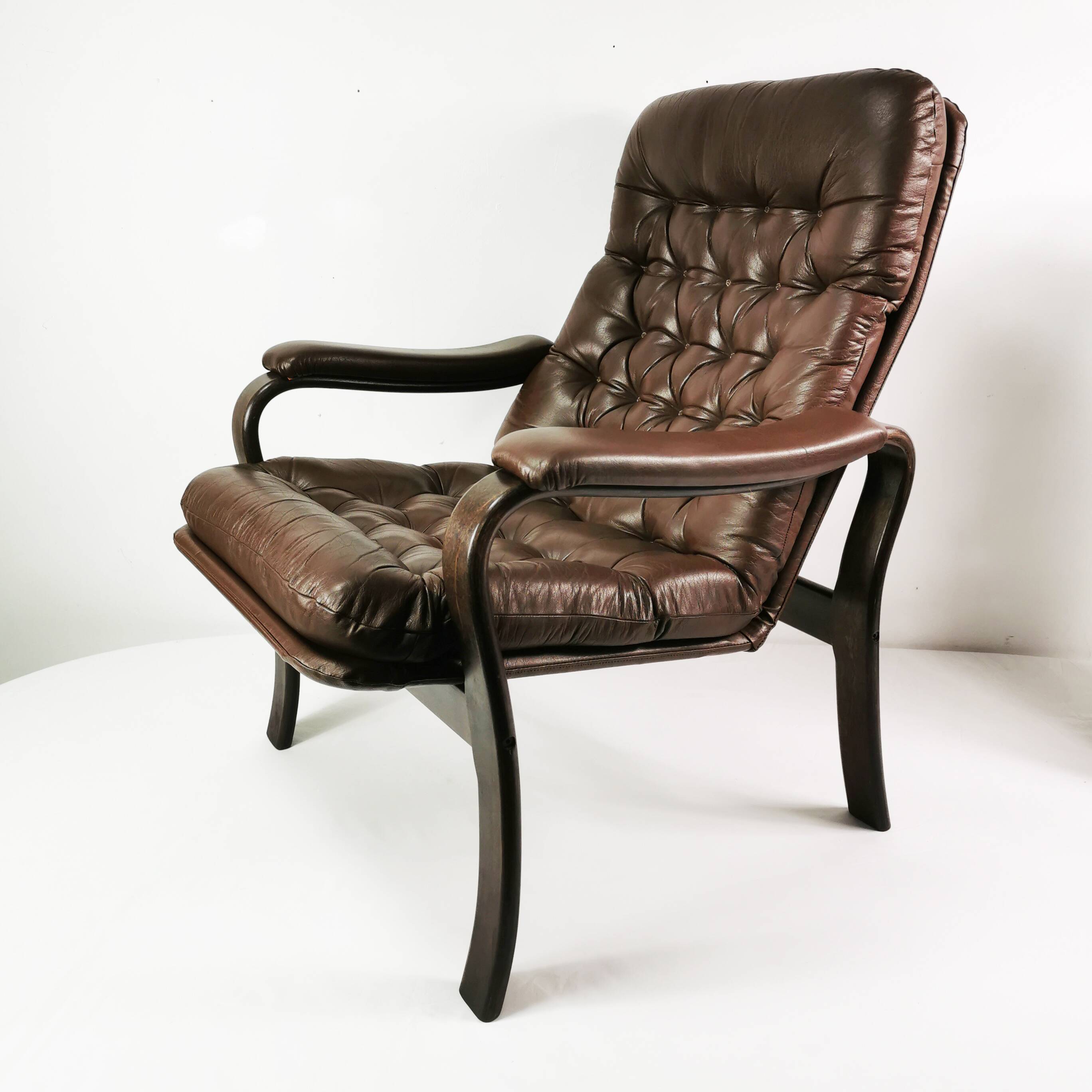 Mid Century Leather Armchair, Denmark, 1970s