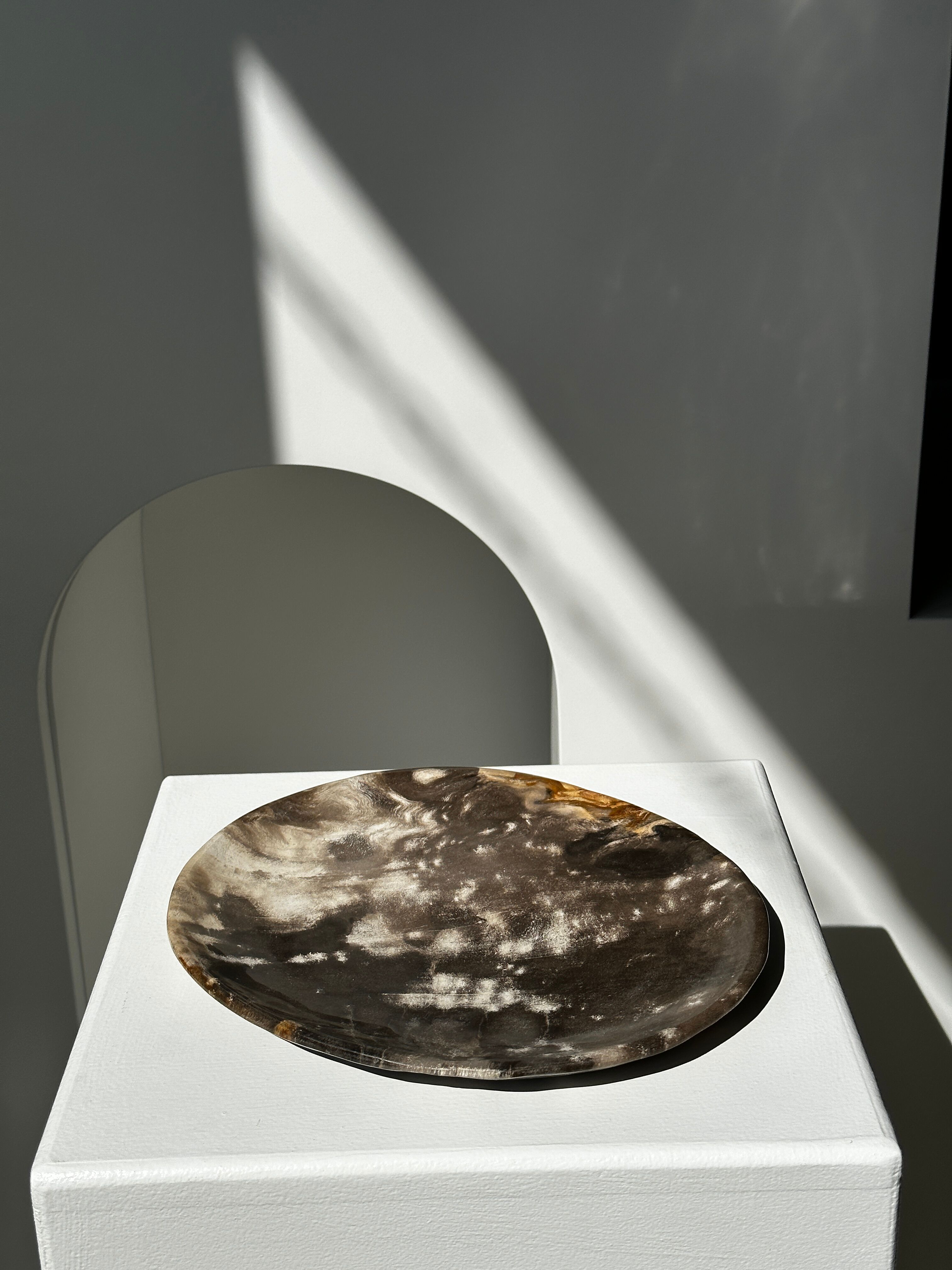 Dish in petrified wood