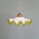 Art Deco suspension in white opaline with a scalloped design, 1920-30.