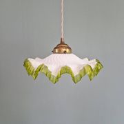 Art Deco suspension in white opaline with a scalloped design, 1920-30.