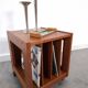 Teak LP kast op wielen, bijzettafel, nachtkastje, kast 2