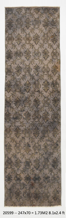 Narrow brown vintage runner 247x70cm