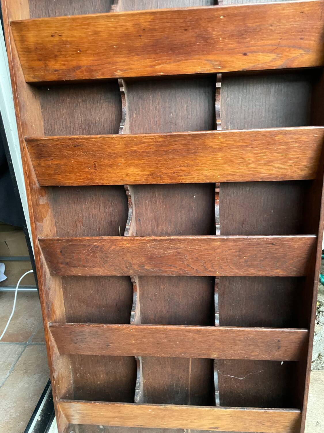 Old vintage wooden letter rack