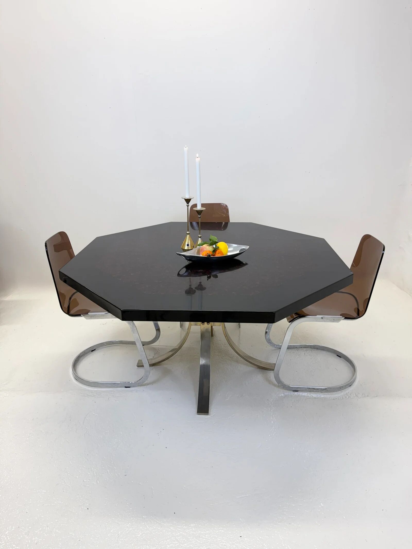 Octagonal dining table in resin, Italy 1970s