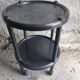 Black PVC side table on wheels - Retro Vintage 36x52 cm