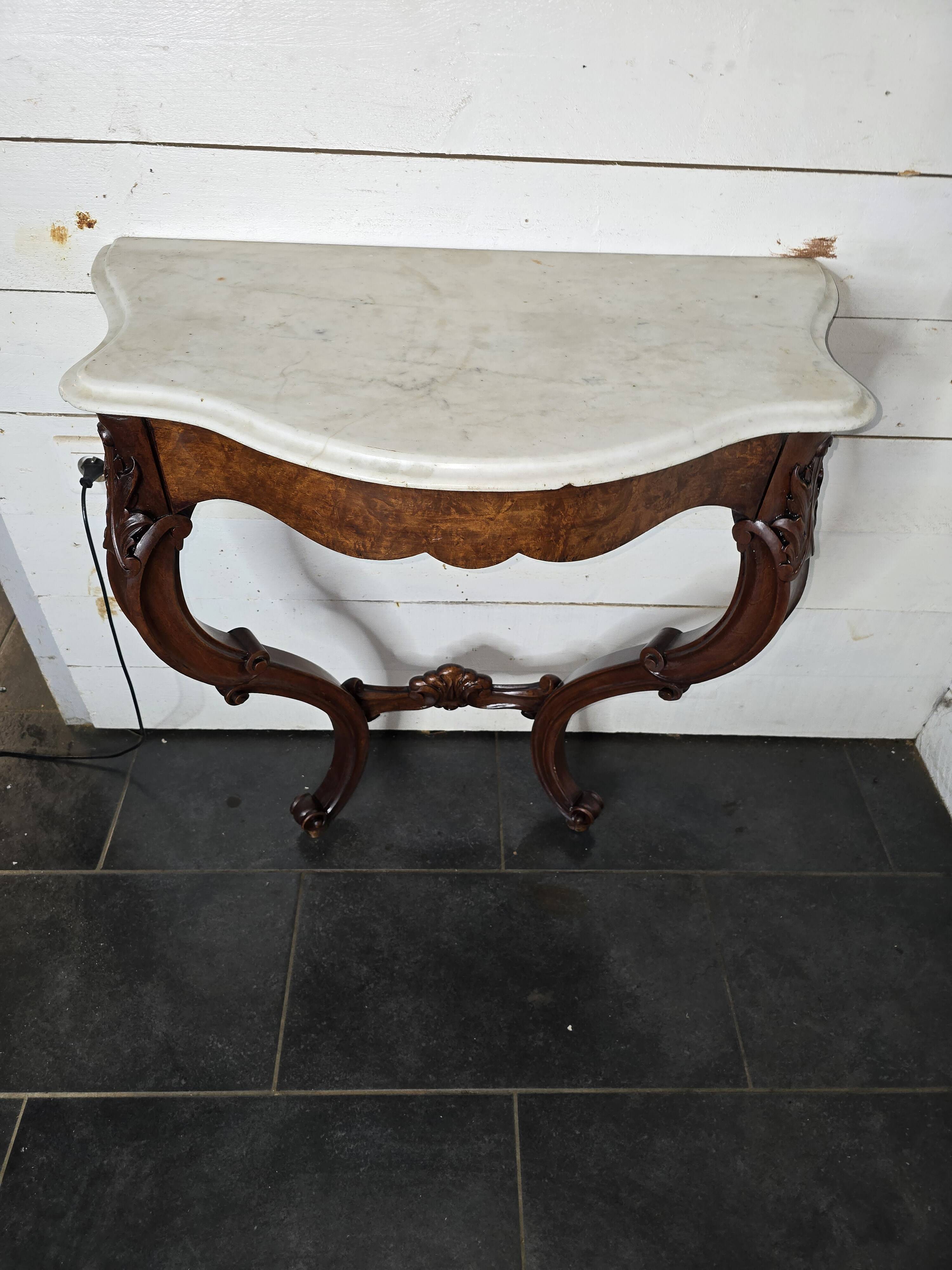 Antique Louis XV style curved console in walnut