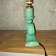 Pied de lampe en barbotine vert d’eau numéroté – annees 50