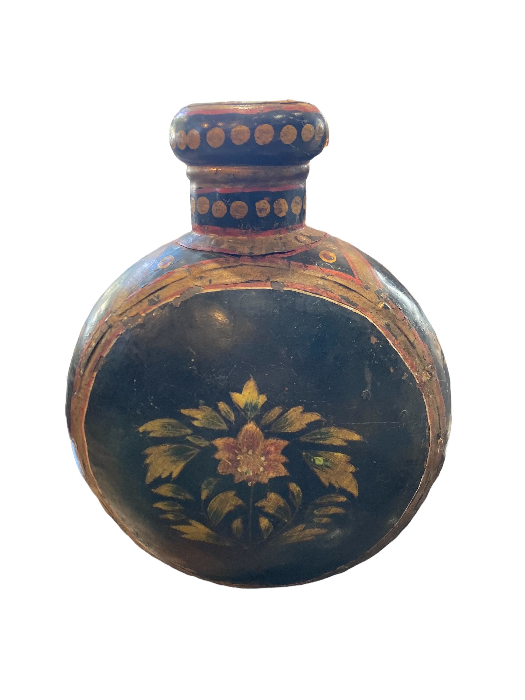 Indian painted metal jar