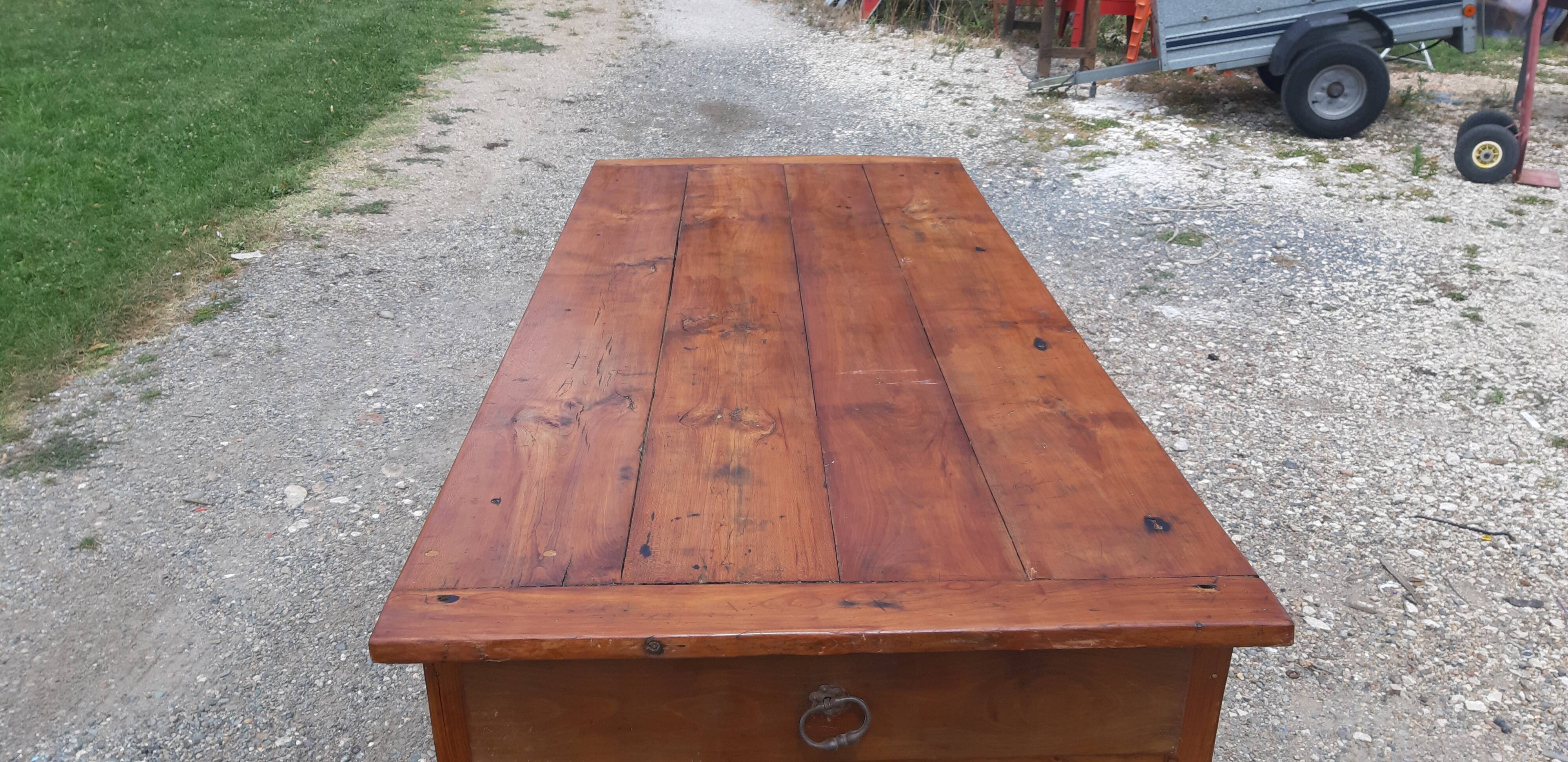 Table de ferme campagnarde 19 ème en merisier