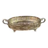 Centre de table en métal argenté et verre début XXème