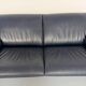 3-seater navy blue leather sofa, design by De Sede DS10, vintage 90s.