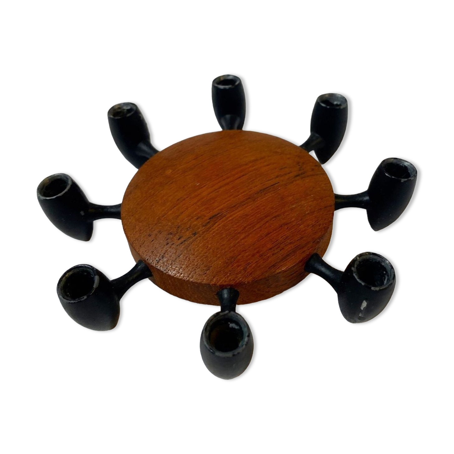 Digsmed teak and metal candle holder with 8 burners