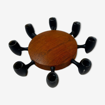Digsmed teak and metal candle holder with 8 burners