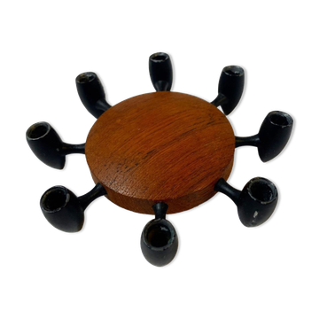 Digsmed teak and metal candle holder with 8 burners